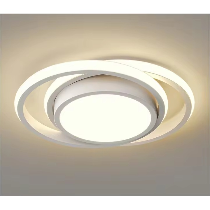 Lustra LED 46W, cercuri albe, lumina rece/calda/neutra