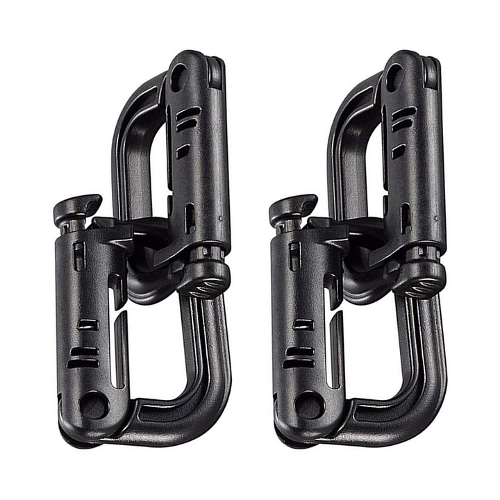 Set 4 Carabine Tactice Molle, Chucai, Compatibil cu modelul Molle, 5.5x4x1cm, Plastic, Negru