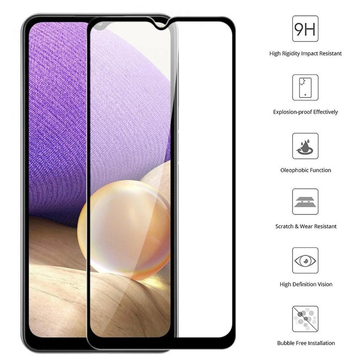 Folie Protectie Sticla securizata Mkpshield, compatibila Samsung Galaxy A25, Full Glue, Ultra HD, Margini Negre