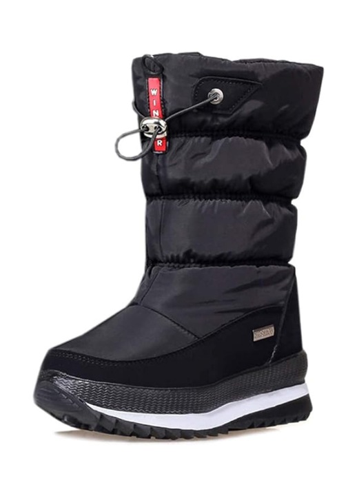 Cizme Solshine 949 pentru femei, captusite pe jumatate, impermeabile, negru, Negru