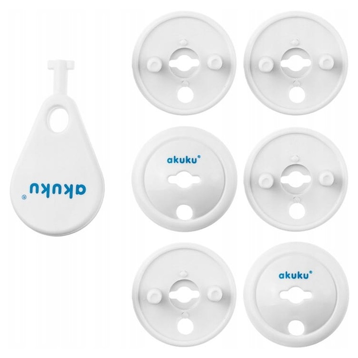 Set 6 protectii pentru priza Akuku A0651, Alb