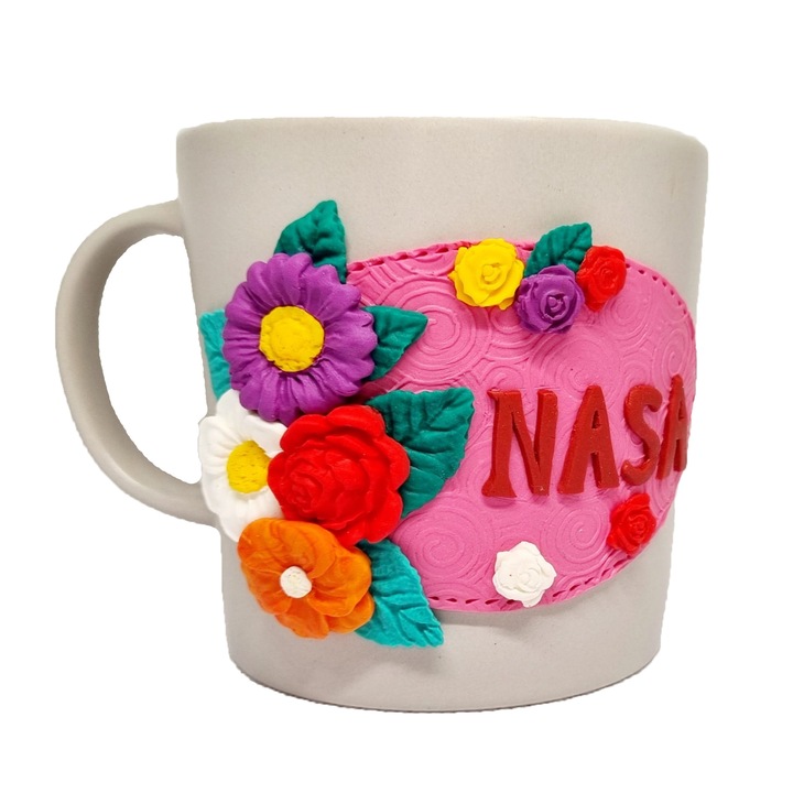 Персонализирана чаша Nasa, ръчна изработка, полимерна глина Fimo, 300 мл