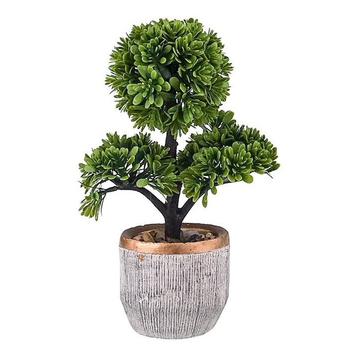 Ghiveci din ceramica cu bonsai din plastic, 15x25 cm, multicolor, M2