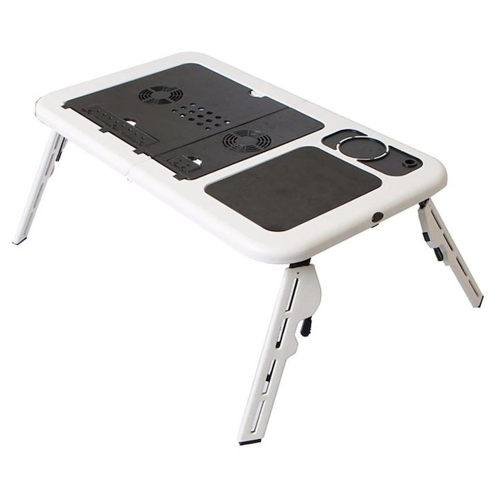 Masa laptop EMATTERIO®, 2 coolere + suport pahar + mousepad, suport USB