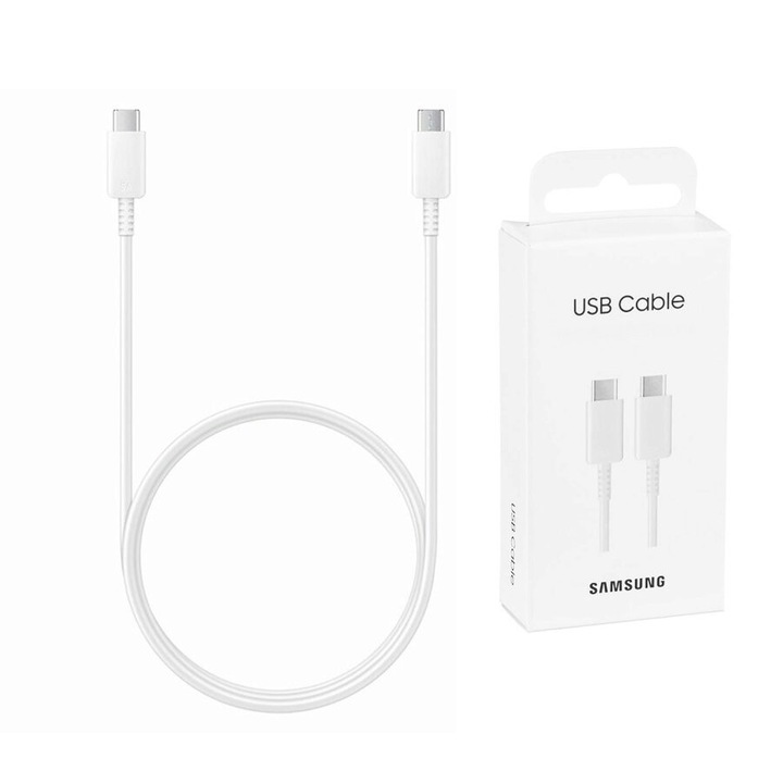 Cablu de Date USB-C la Type-C Fast Charging 3A, 1m - Samsung (EP-DA705BWEGWW) - White (Blister Packing)