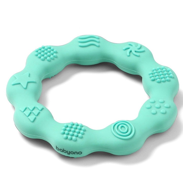 Szilikon fogzási játék BabyOno 825/03, Türkiz
