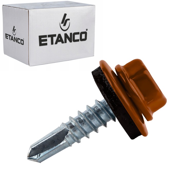 Set 250 Suruburi autoforante pentru metal 3mm, 4, 8x19 mm, RAL 8004, Etanco GT3 Z14