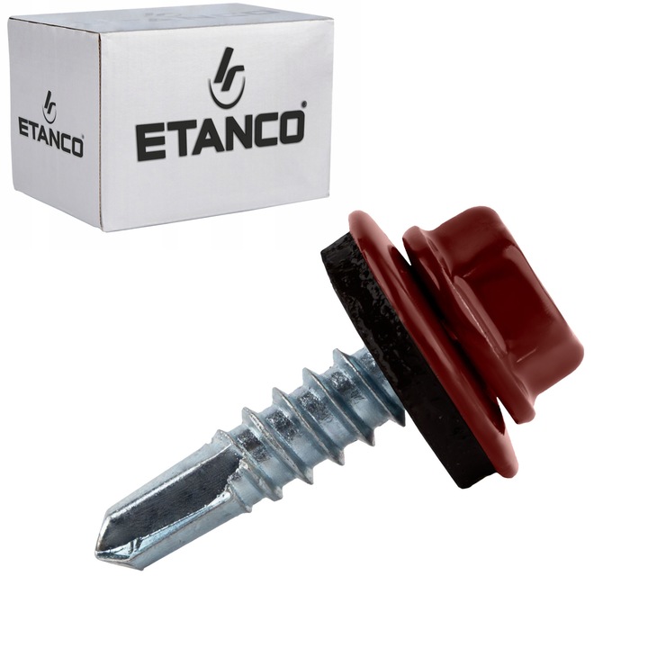 Set 250 Suruburi autoforante pentru metal 3mm, 4, 8x19 mm, RAL 3009, Etanco GT3 Z14