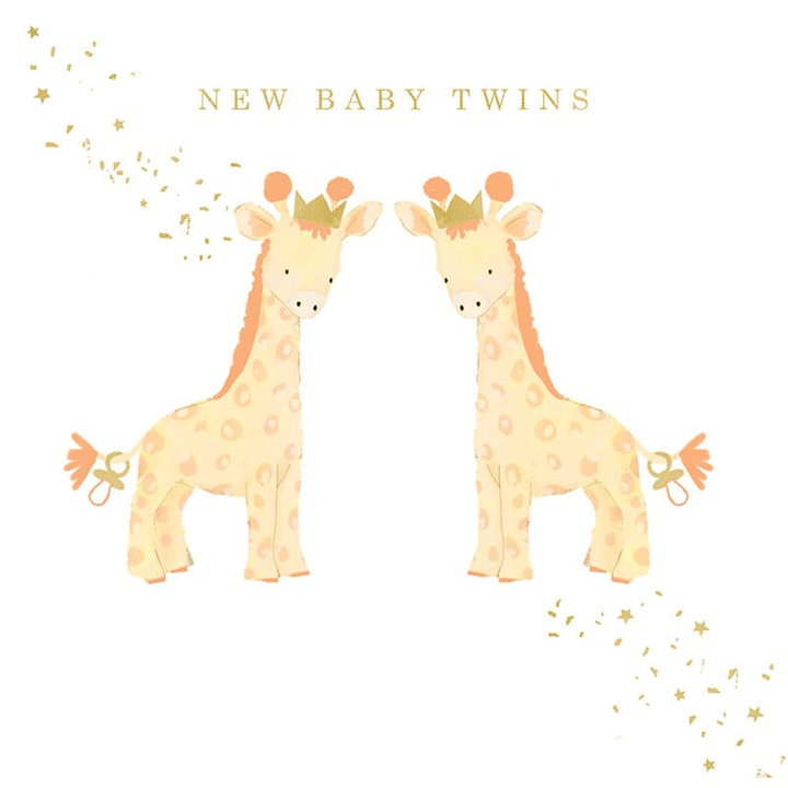 Felicitare din carton 15x15cm New Baby Twins model girafa Hammond Gower