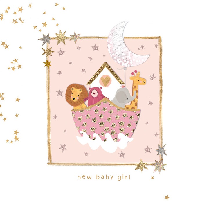 Felicitare din carton 15x15cm New Baby Girl model animalut Hammond Gower