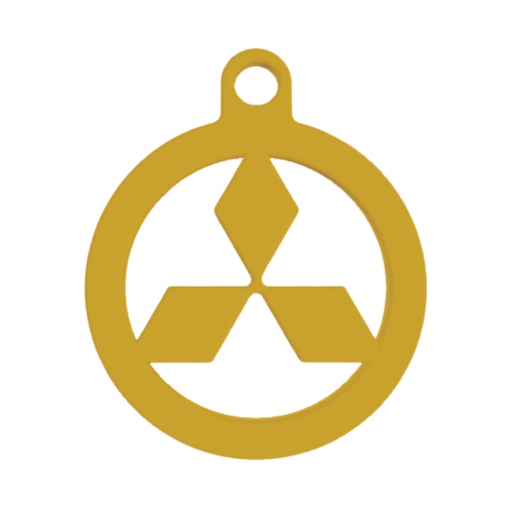 Breloc chei, "MITSUBISHI", 50X 60 mm auriu