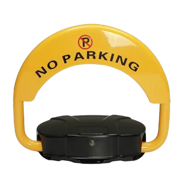 Blocator Parcare Automat SUPER TRENDS®, Functie Anti Furt cu Alarma, Control de la Distanta, Telecomanda Inclusa, cu Baterii, Greutate Suportata 5 Tone, Negru/Galben