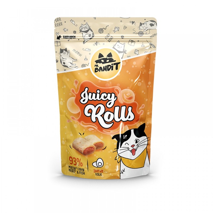 Recompense pentru pisici Mr. Bandit, Juicy Rolls, Yolk, 2 x 40 g