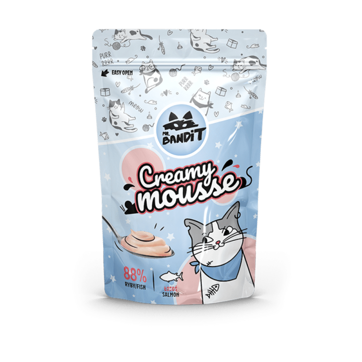 Recompense pentru pisici Mr. Bandit, Creamy mousse Somon, 2 x 60 g