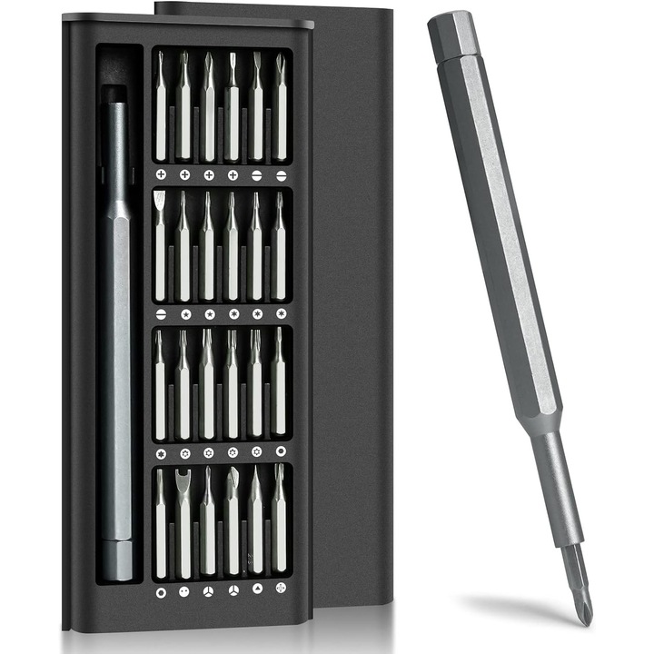 Csavarhúzó készlet, COMEWE, Alumínium, 24 az 1-ben, Hordozható, Fekete