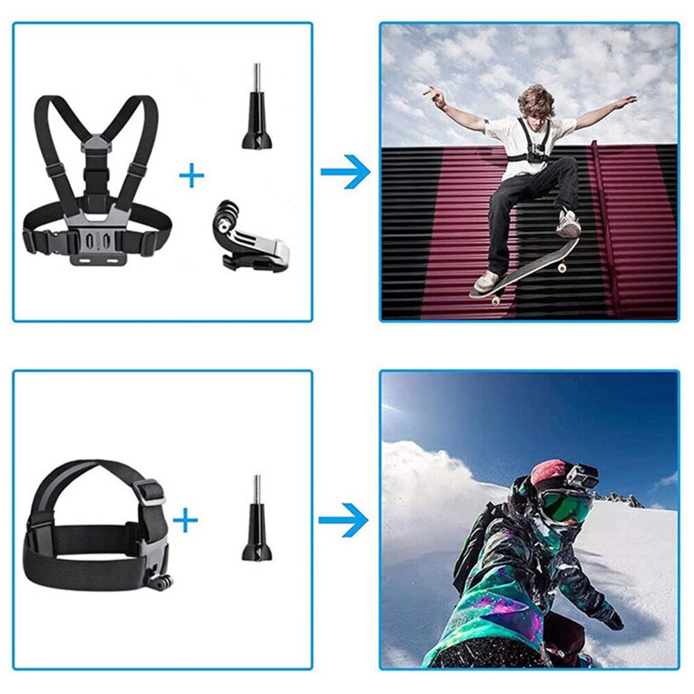 Комплект аксесоари 14 в 1 за спортна камера GoPro, ОПТИМАЛНО РЕШЕНИЕ ...