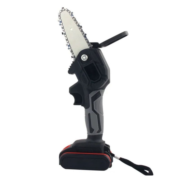 Mini fierastrau 4", 6", 700W, electric 24V, portabil, 2 lanturi 4", 1 lant 6", 4500mAh, 2 Acumulatori, Negru