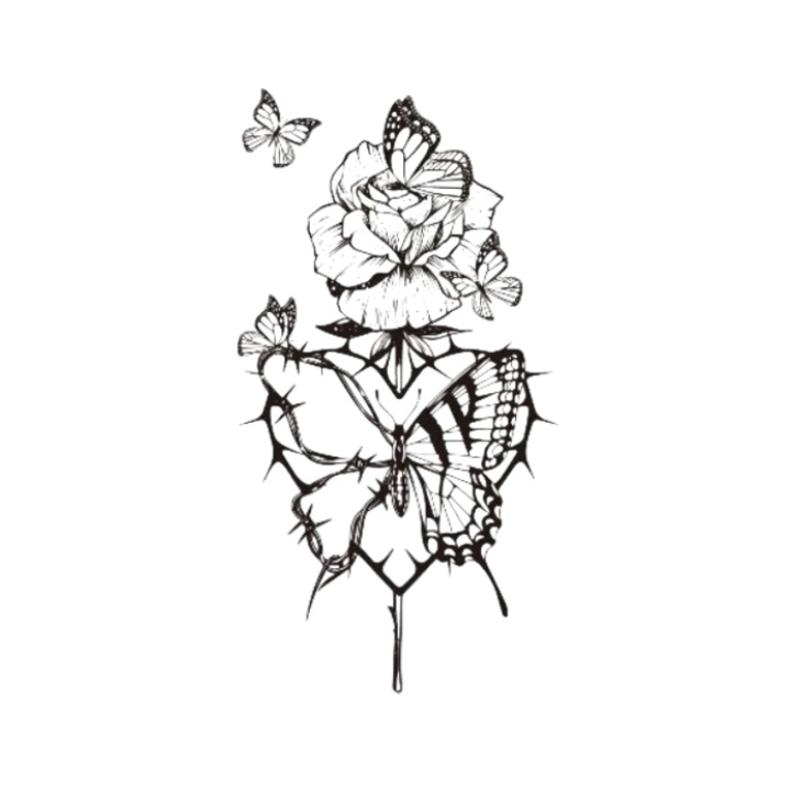 Tatuaj temporar, CRT, Thorn Flower, Rezistent la apa, 10.5 x 6 cm