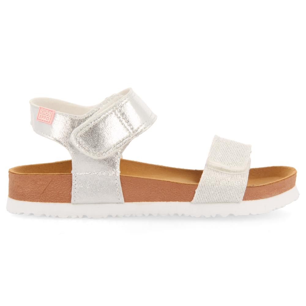 Gioseppo, Sandale cu velcro si aspect metalic Aransas, Alb, 28 EU