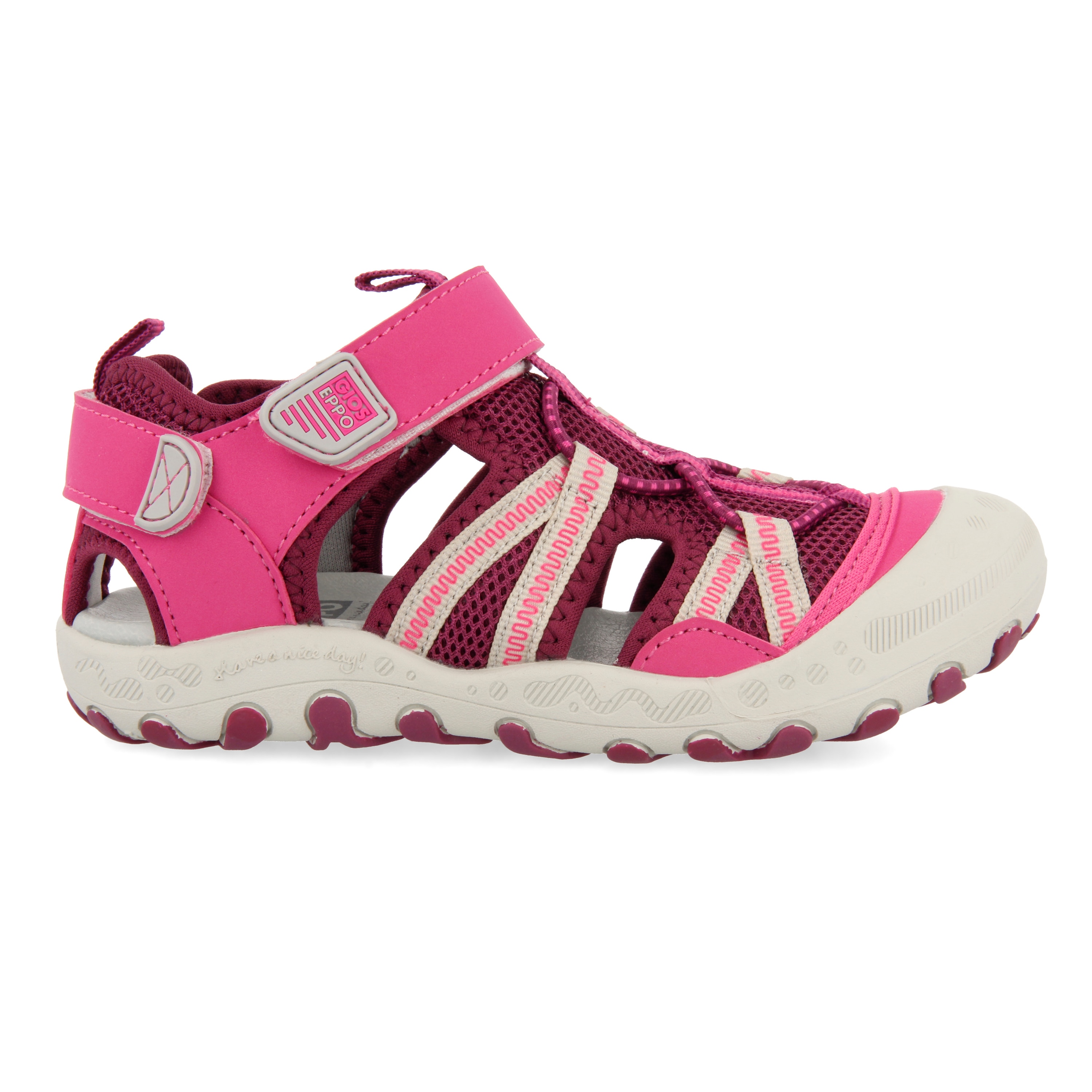Gioseppo, Sandale fisherman cu velcro, Roz aprins, 31 EU