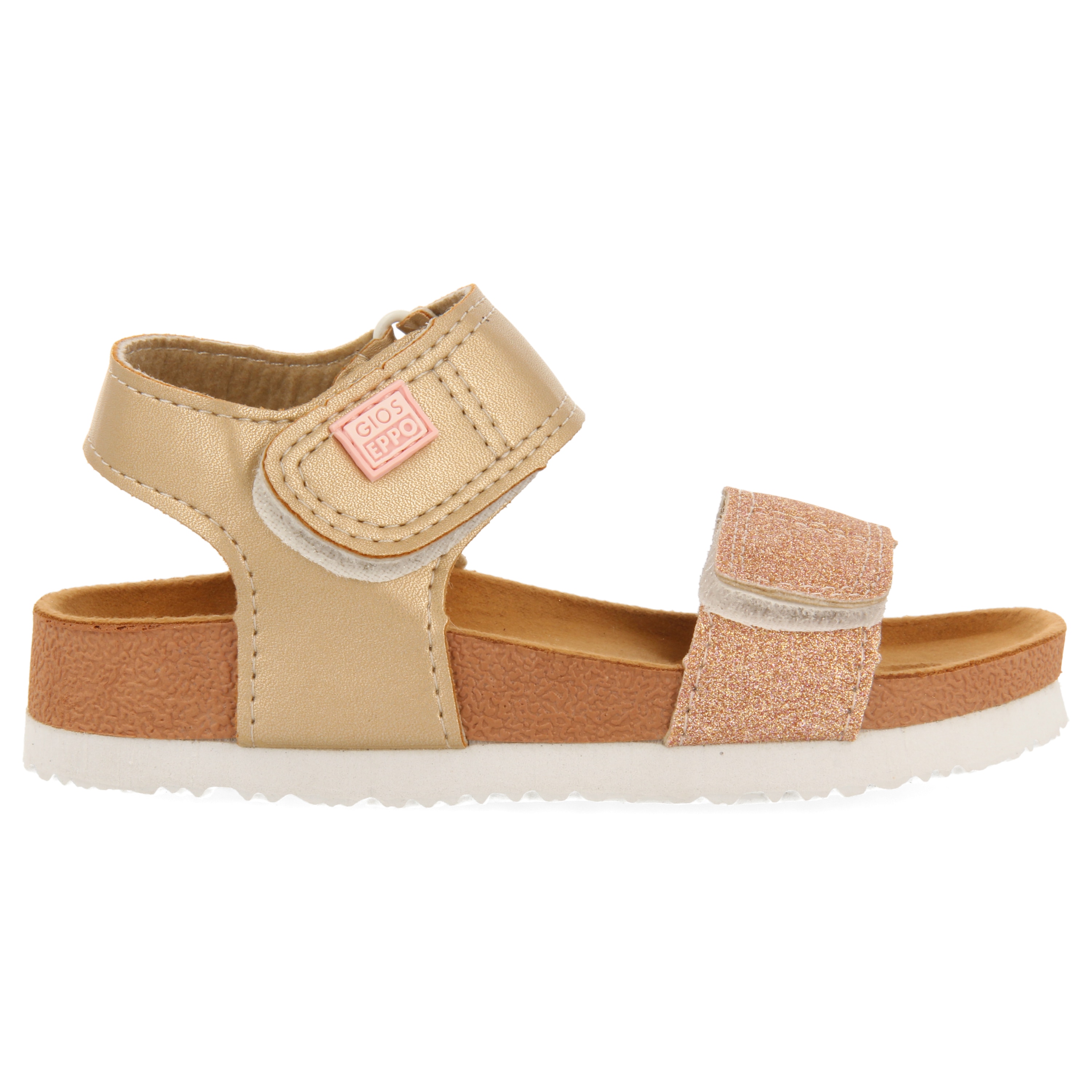 Gioseppo, Sandale de piele ecologica cu velcro, Bronz, 28 EU