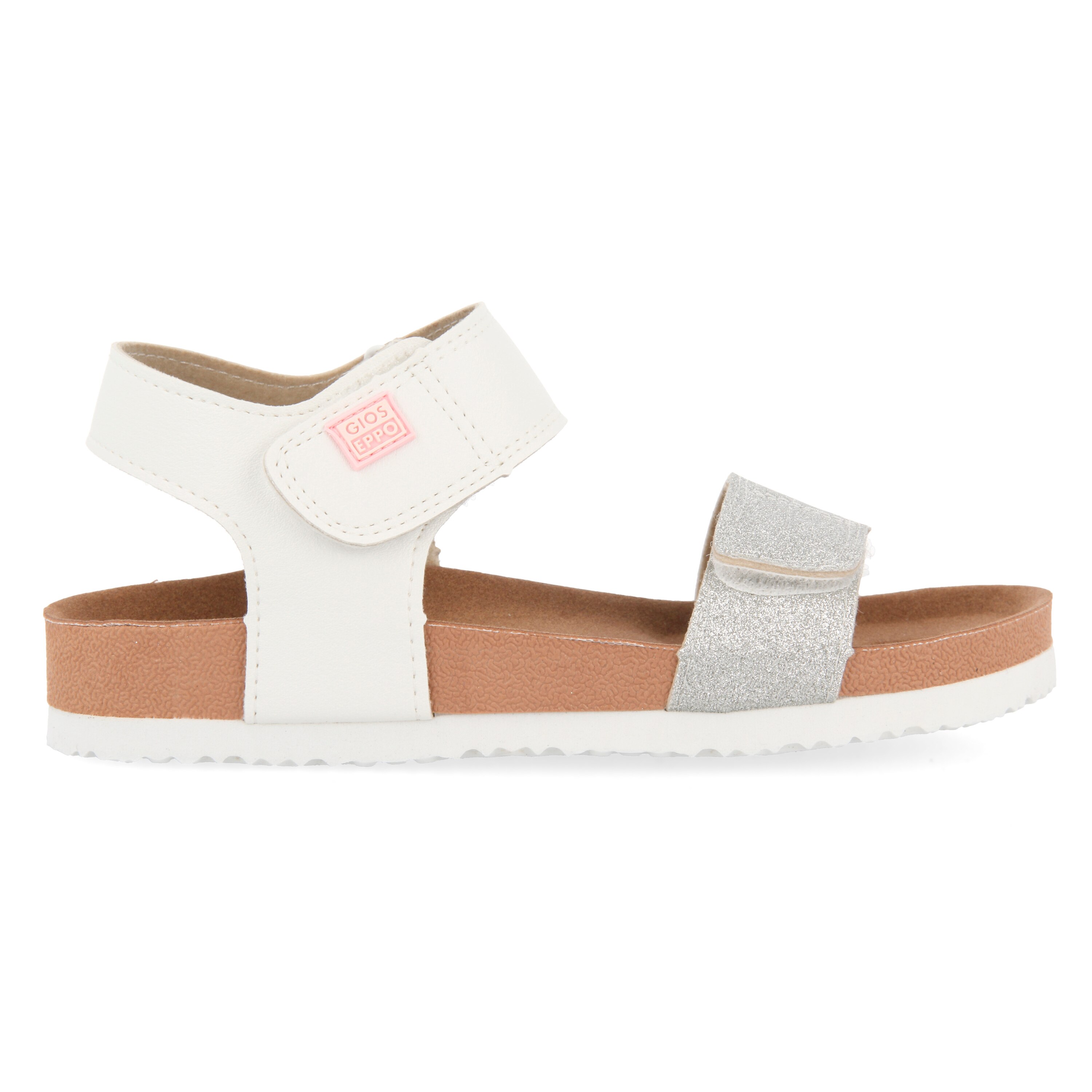 Gioseppo, Sandale de piele ecologica cu velcro Jabbeke, Argintiu, 36 EU