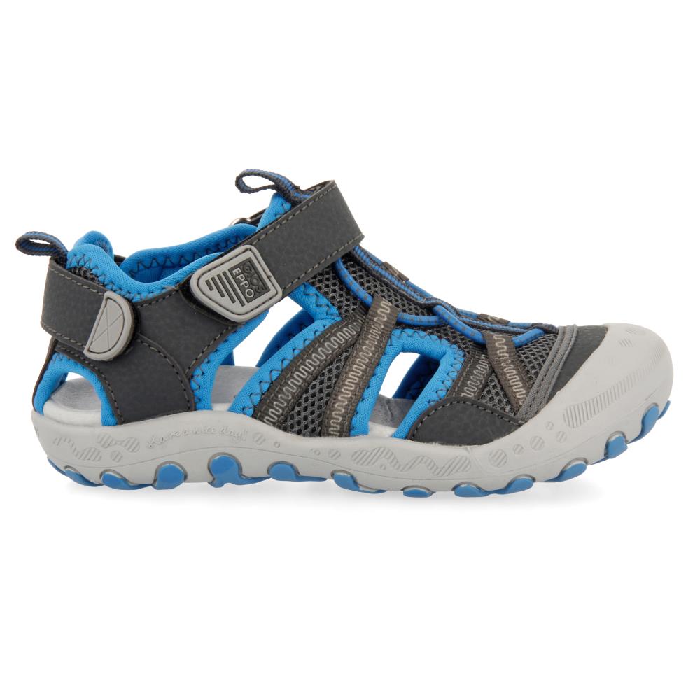Gioseppo, Sandale cu velcro si decupaje Mazatlan 27599, Albastru, Gri inchis, 31 EU