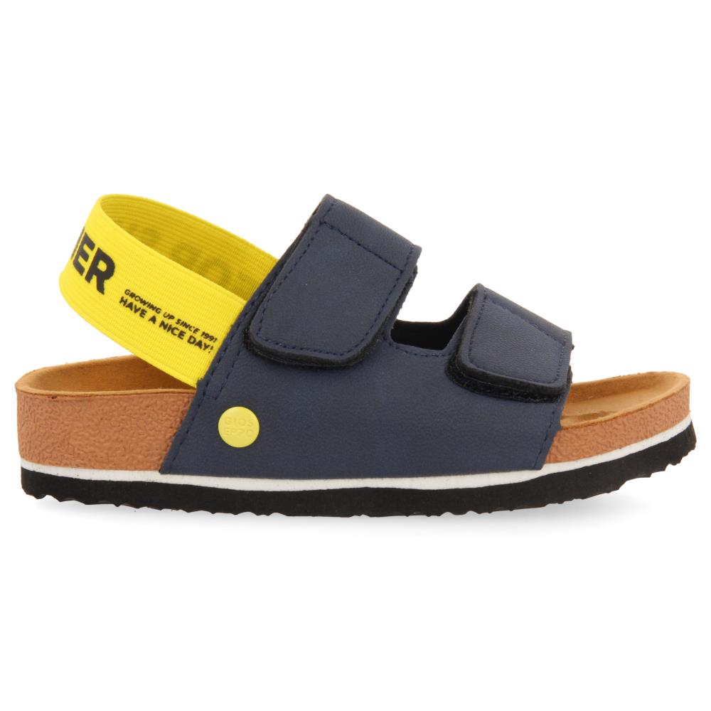 Gioseppo, Sandale cu velcro, bareta si talpa contrastanta, Bleumarin, 33 EU