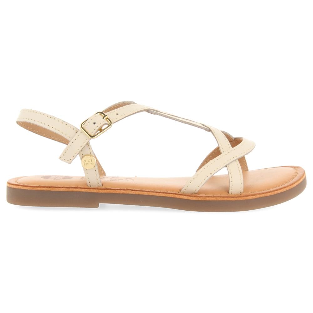 Gioseppo, Sandale de piele cu bareta ajustabila, Alb murdar, 36 EU