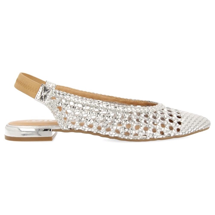 Gioseppo, Pantofi slingback de piele cu perforatii, Argintiu