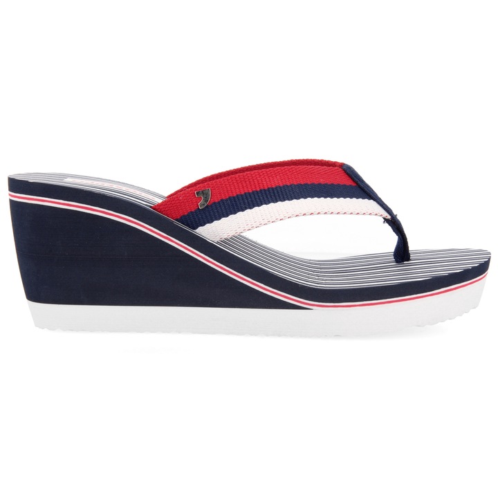 Gioseppo, Papuci wedge cu bareta T, Bleumarin, 40