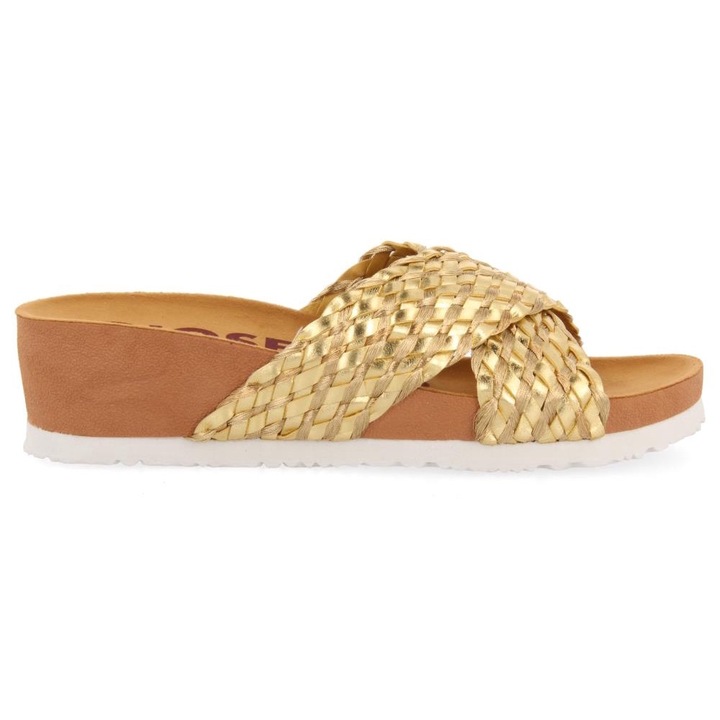 Gioseppo, Papuci wedge cu barete incrucisate TURIACU 27689, Auriu, 40