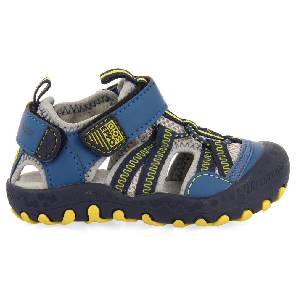 Gioseppo, Sandale de piele ecologica cu aspect contrastant CURVELO 27699, Gri, Albastru, 21 EU