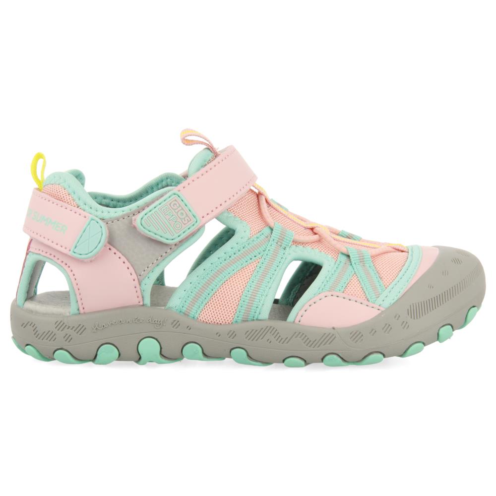 Gioseppo, Sandale de piele ecologica cu velcro, Roz pal, Mint, 21 EU
