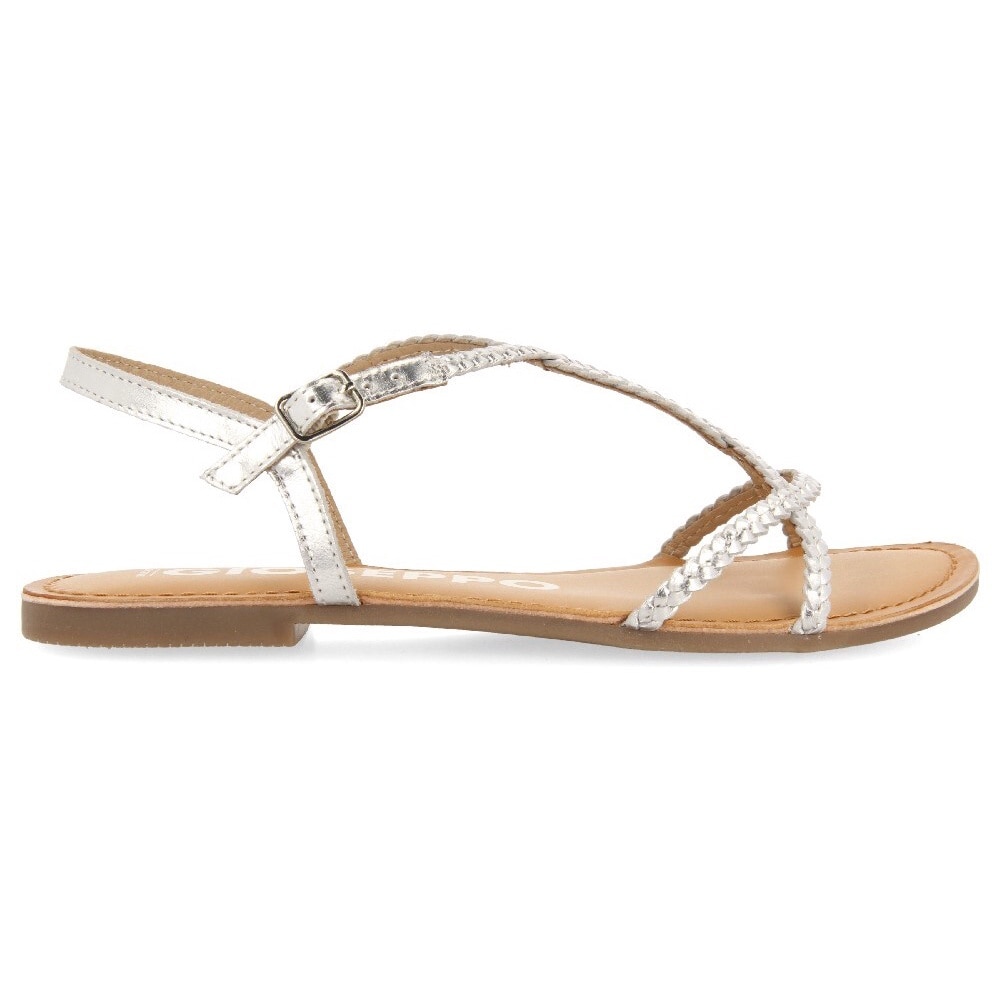 Gioseppo, Sandale de piele cu design impletit, Argintiu, 37