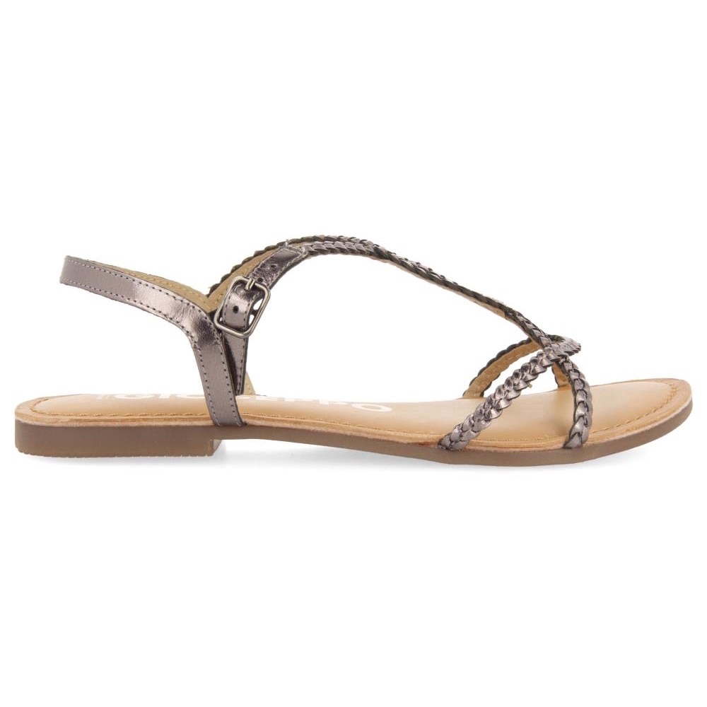 Gioseppo, Sandale de piele cu design impletit, Argintiu inchis, 38