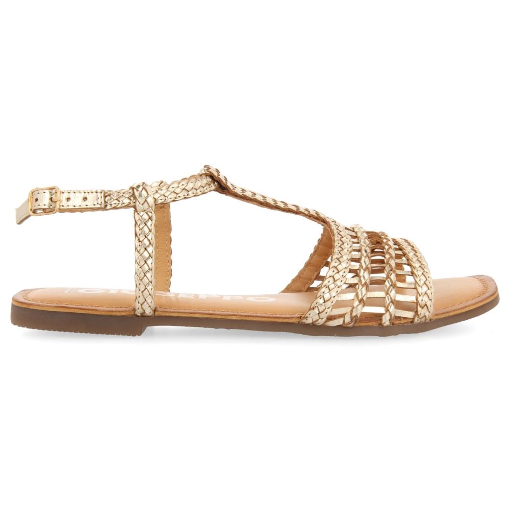 Gioseppo, Sandale de piele cu design impletit, Auriu, 38