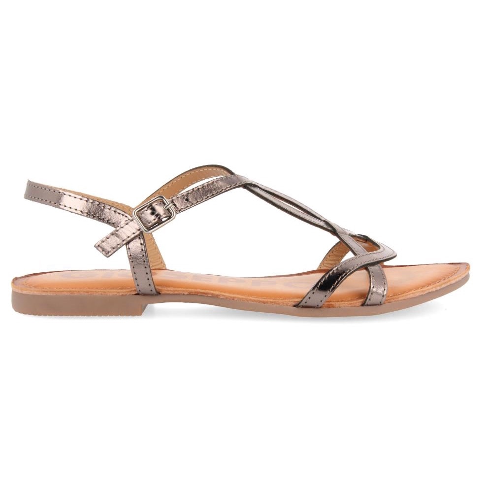 Gioseppo, Sandale de piele cu catarama, Argintiu, 39