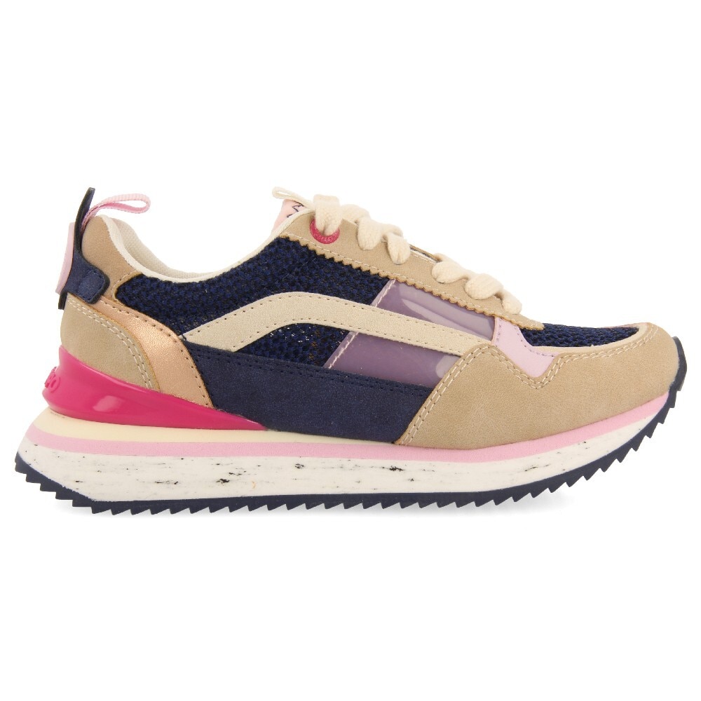 Gioseppo, Pantofi sport de piele ecologica colorblock, Bej, Bleumarin, 32 EU