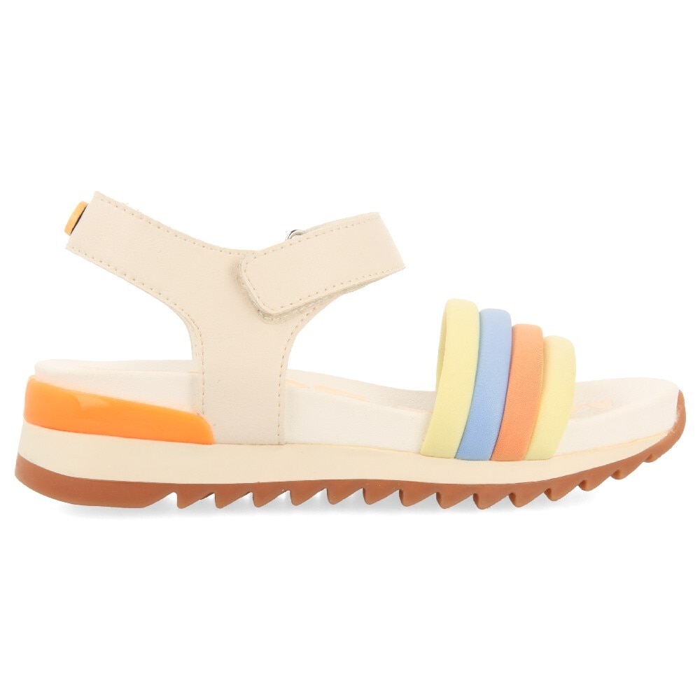 Gioseppo, Sandale de piele ecologica si material textil, Portocaliu, Crem, 36 EU