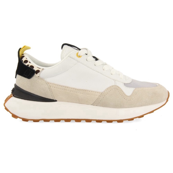 Gioseppo, Pantofi sport low-cut cu garnituri de piele intoarsa, Alb murdar