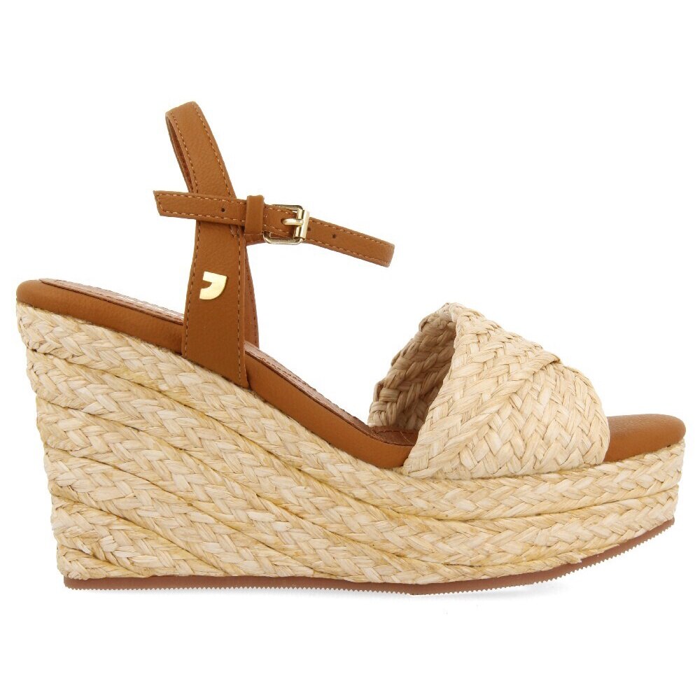 Gioseppo, Sandale wedge cu design impletit, Maro, Bej, 38