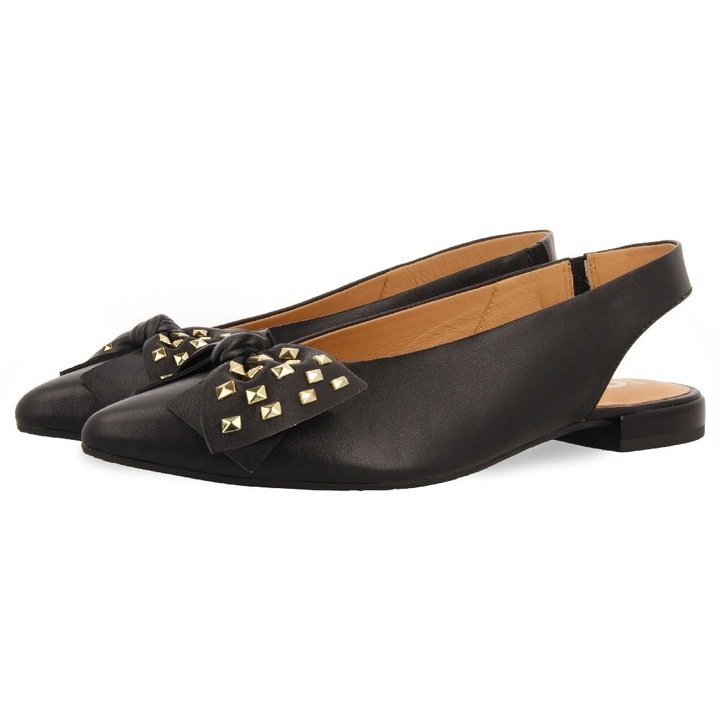 Gioseppo, Balerini de piele slingback cu varf ascutit, Negru