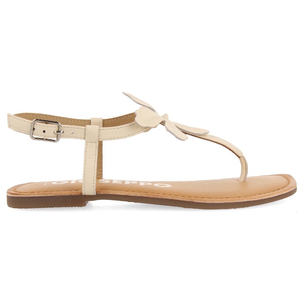 Gioseppo, Sandale cu bareta separatoare si detaliu floral VELCAN 27849, Alb murdar, 37