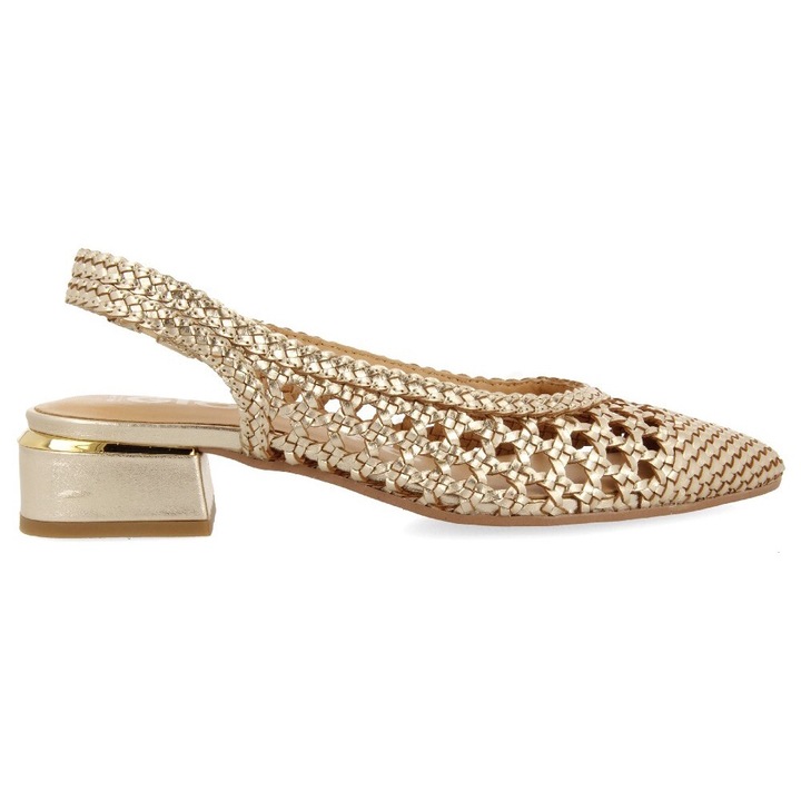Gioseppo, Pantofi slingback de piele cu perforatii, Auriu
