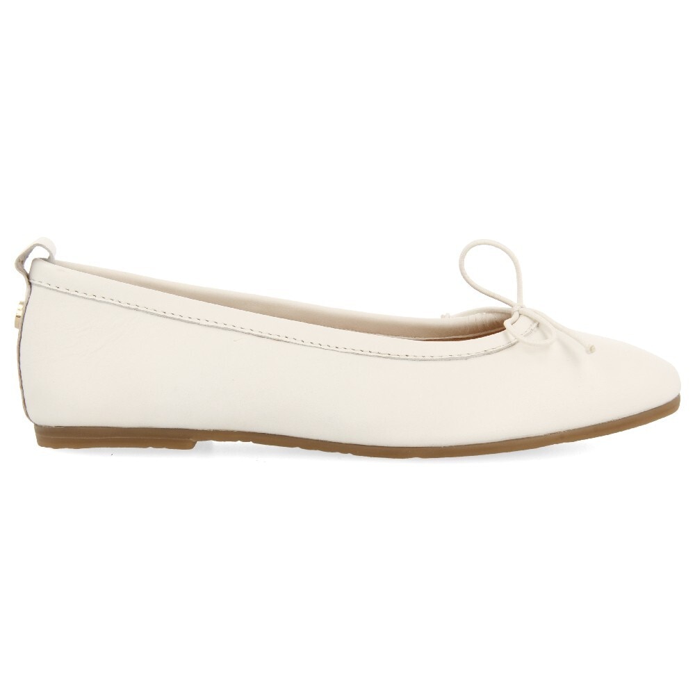 Gioseppo, Balerini de piele cu aplicatie cu funda, Alb, 33 EU