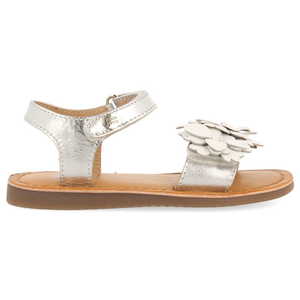 Gioseppo, Sandale de piele cu velcro, Argintiu, 27 EU