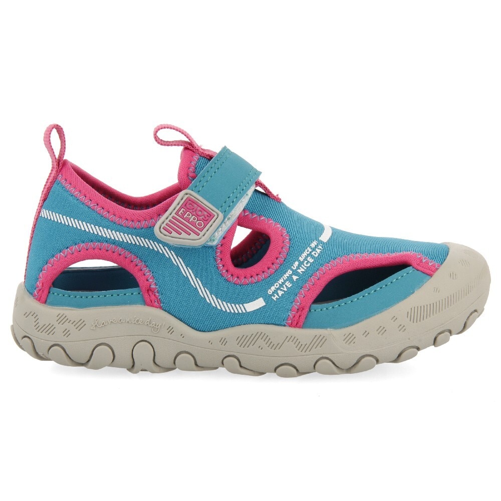 Gioseppo, Pantofi cu velcro si decupaje, Albastru petrol, 35 EU