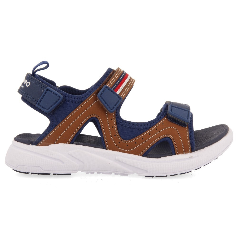 Gioseppo, Sandale colorblock cu velcro, Maro, Bleumarin, 25 EU