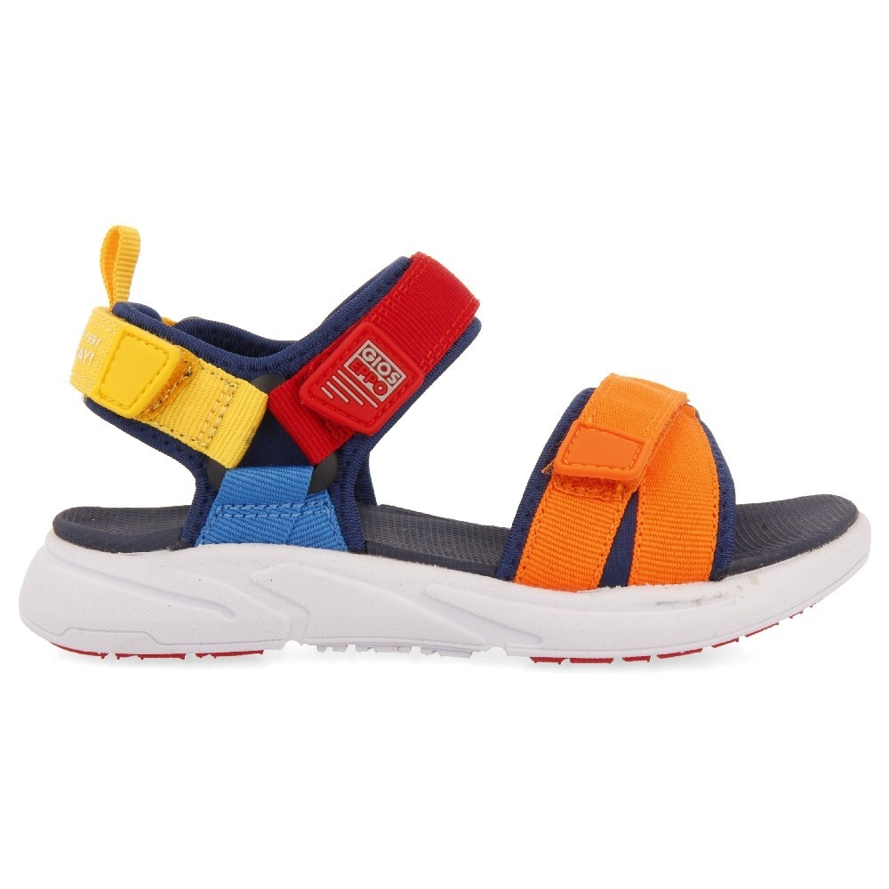 Gioseppo, Sandale colorblock cu velcro, Portocaliu, Albastru, Bleumarin, 31 EU